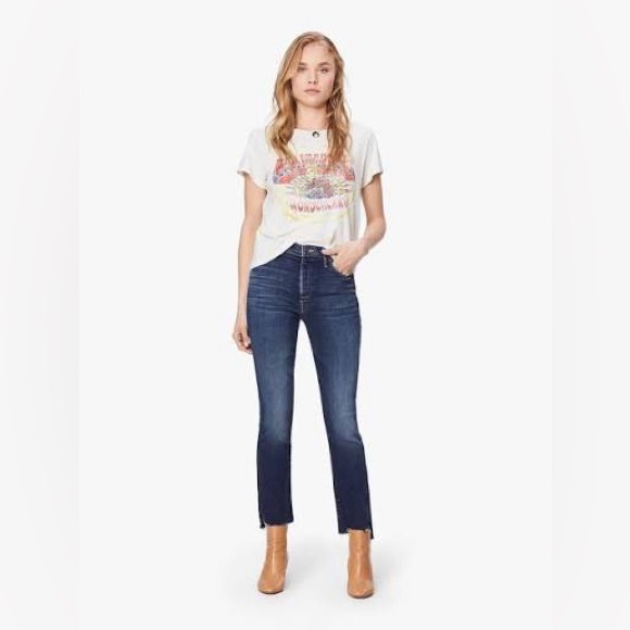 MOTHER The Insider Crop Step Fray Blue Jeans in Sweet and Sassy Size 27 - Picture 1 of 10